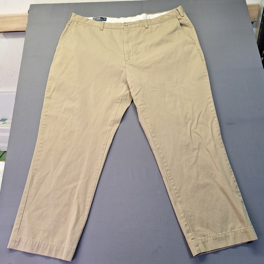 Polo Ralph Lauren Men Big Preston Pant Khaki Chino Cotton 44B x 30 Tan casual